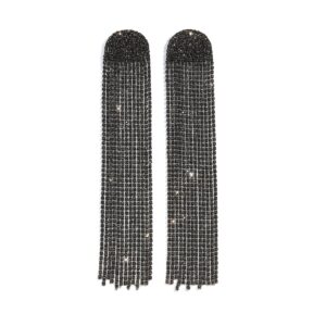 Maxi Brinco Preto de Festa Longo de Franja