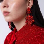 maxi brinco vermelho de festa de cristais f