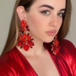maxi brinco vermelho de festa de cristais hf
