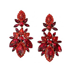 Maxi Brinco Vermelho de Festa de Cristais com Brilho