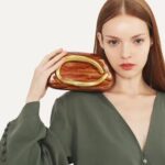 Bolsa clutch marrom e doruado de festa marmore mesclado de acrifflico dffdt