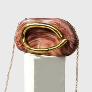 Bolsa clutch marrom e dourado moderna de festa