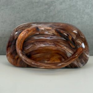 Bolsa Clutch Marrom Mesclado Marmorizado de Acrílico