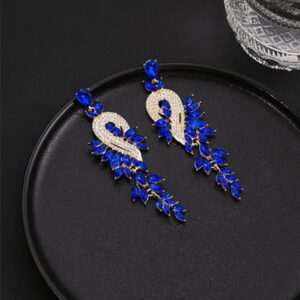 Brinco Azul de Festa Longo de Madrinha Prata