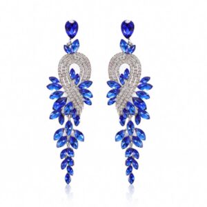 Brinco Azul de Festa Longo de Madrinha Prata