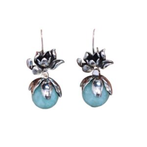 Brinco Azul e Prata Delicado de Festa ao Ar Livre