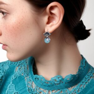 Brinco Azul e Prata Delicado de Festa ao Ar Livre fdf