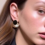 Brinco de pressao preto e dourado moderno de meio so ffddddl