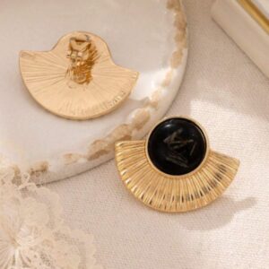 Brinco de Pressão Preto e Dourado Moderno Meio Sol 