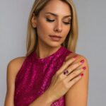 anel pedra pink e prata de zirconia