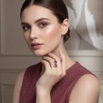 anel pedra pink e prata de zirconiad