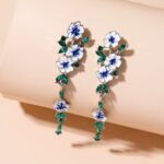 brinco azul de festa ao ao livre floral delicado ffd