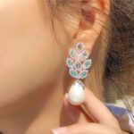 brinco azul tiffany de festa prata com perola ddffd