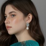 brinco azul tiffany de festa prata com perola ddffdd