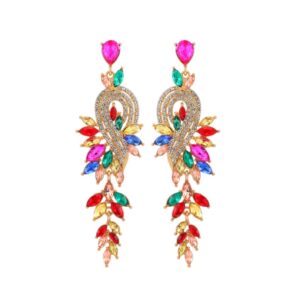 Brinco colorido de festa grande fúcsia verde azul