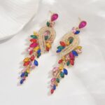 brinco colorido grande de festa fucsia verde azu dl