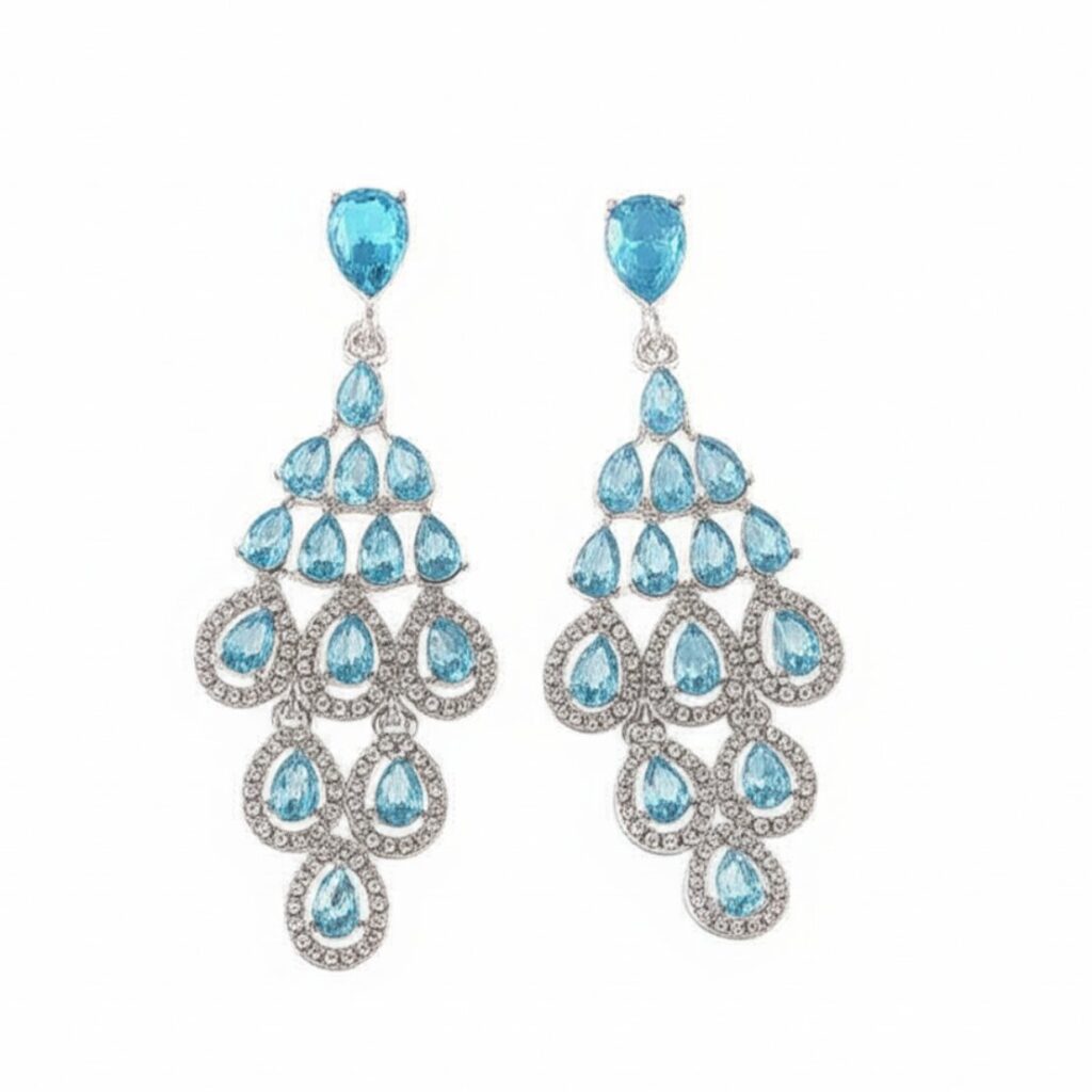 brinco de pressao azul claro de festa grande ffy j