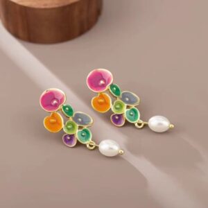 Brinco de Pressão Colorido Esmaltado Rosa Verde Laranja 