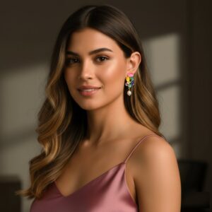 Brinco de Pressão Colorido Esmaltado Rosa Verde Laranja