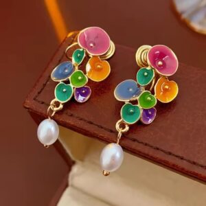 Brinco de Pressão Colorido Esmaltado Rosa Verde Laranja 