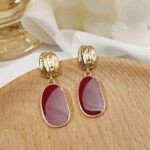 brinco de pressao marsala com dourado elegante minimalista cd