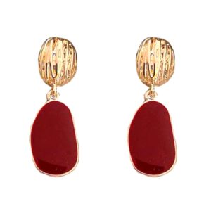 Brinco de pressão marsala e dourado minimalista elegante