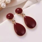 brinco de pressao marsala e dourado de gota delicado d