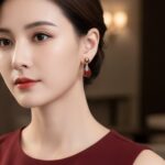 brinco de pressao marsala e dourado de gota delicado fdfffd