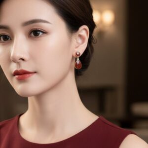 Brinco de Pressão Marsala e Dourado de Gota Delicado 