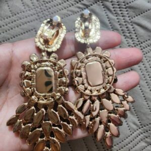 Brinco de Pressão de Festa Preto Grande de Cristal