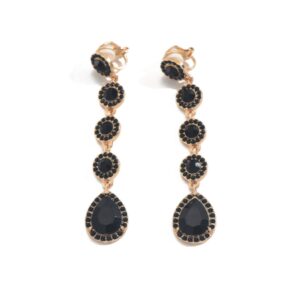 Brinco de pressão preto de festa longo elegante