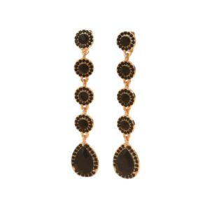 Brinco de pressão preto de festa longo elegante