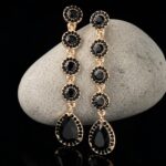 brinco de pressao preto de festa longo elegante d5dddd