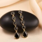 brinco de pressao preto de festa longo elegante dd