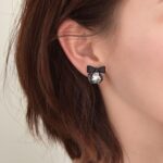 brinco de pressão preto delicado de festa pequeno infantil gddffgg