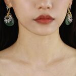 brinco de pressao verde com pedra natural agata elegante f