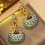 brinco de pressao verde com pedra natural agata elegante ffddf