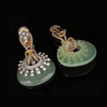 brinco de pressao verde com pedra natural agata elegante fff