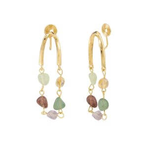 Brinco de Pressão Verde e Marrom de Pedras