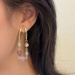 brinco de pressao verde e marrom de pedras moderno ovalddd