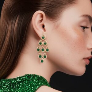 Brinco de Pressão Verde Esmeralda Grande de Festa