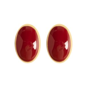 Brinco Dourado com Pedra Marsala Grande Oval