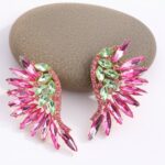 brinco fucsia e verde de festa asa de cristai dfffssfs