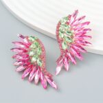 brinco fucsia e verde de festa asa de cristai ds