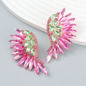 Brinco Fúcsia e Verde de Festa de Asa de Cristais