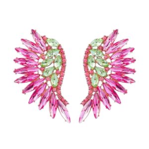 Brinco Fúcsia e Verde de Festa de Asa de Cristais
