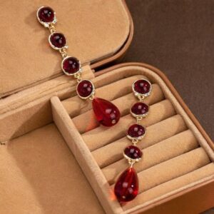 Brinco Marsala de Festa Longo Elegante