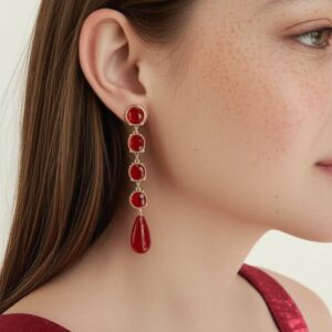 Brinco Marsala de Festa Longo Elegante