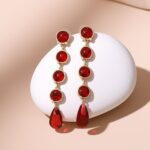 brinco marsala de festa longo elegante s