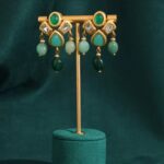 brinco pedra natural verde geometrico ff